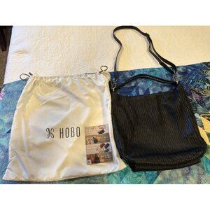 HOBO INT. Crossbody 100% Sheep Leather Pouch Purse Hobo Bag Black Bronze RARE